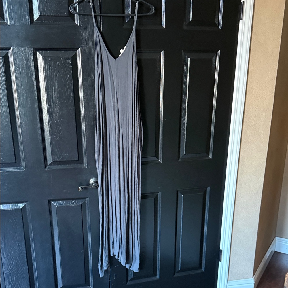 lovestitch Slate Gray Sleeveless Maxi Dress with pockets